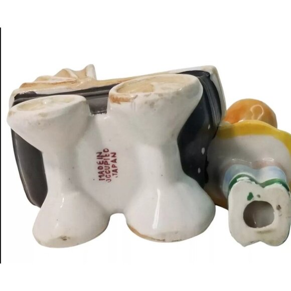 Vintage Ceramic Planter Hand Painted Girl With Pram Figurine Made In Japan Baby - Picture 4 of 6